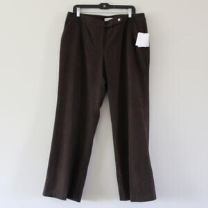 NWT Calvin Klein Classic Fit Brown Wide Leg‎ Dress Pants 14